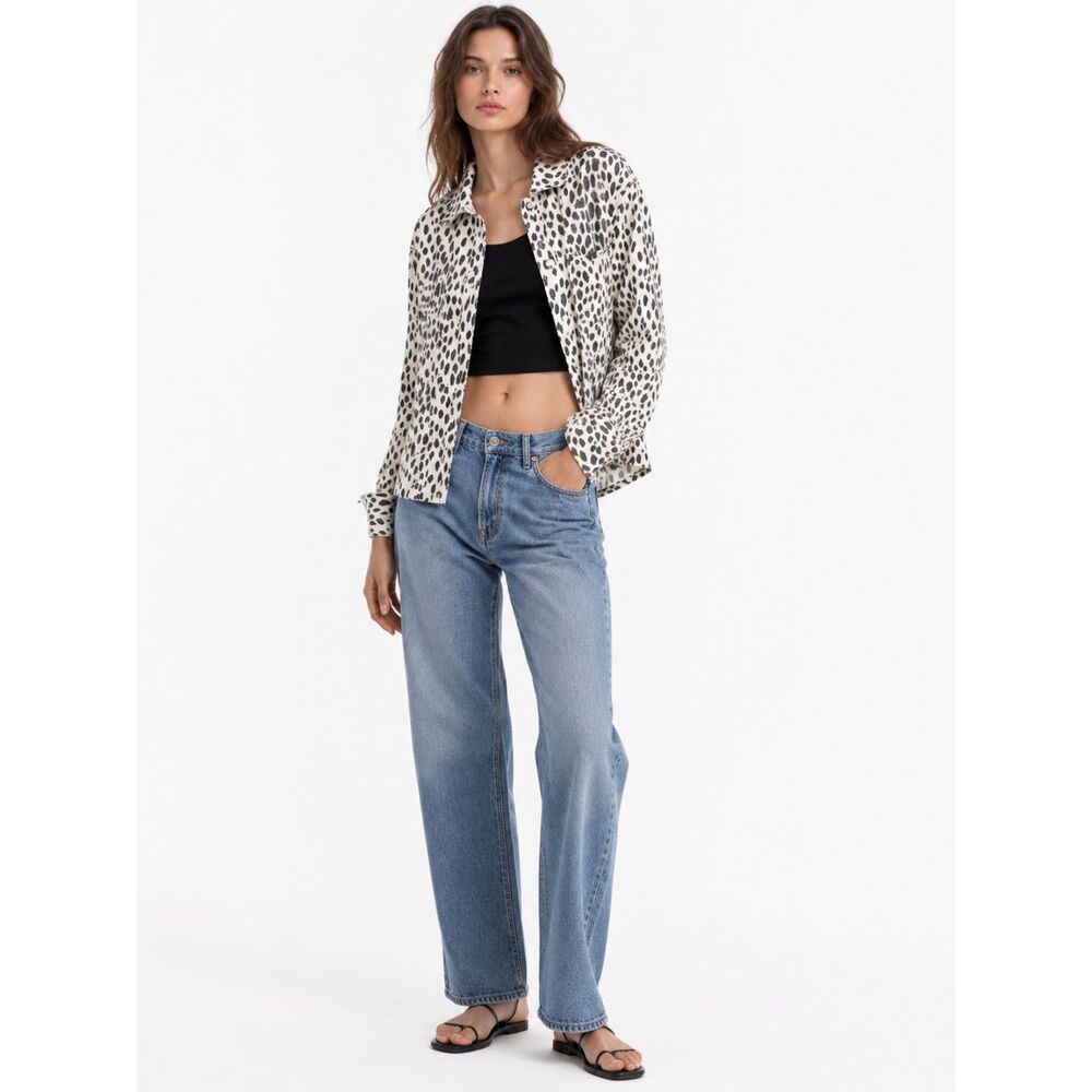 Free People We The Free Leopard Print Shacket Jacket XS Animal Print Oversized